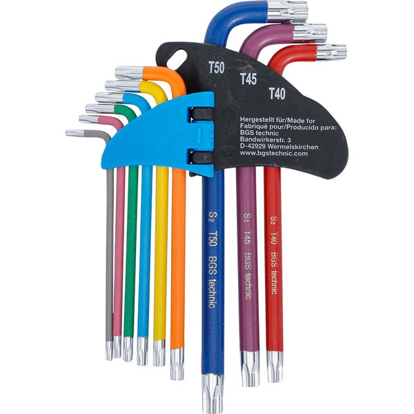 BGS Winkelschlüssel-Satz Multicolour T-Profil (für Torx) T10 - T50 9tlg. - 74458