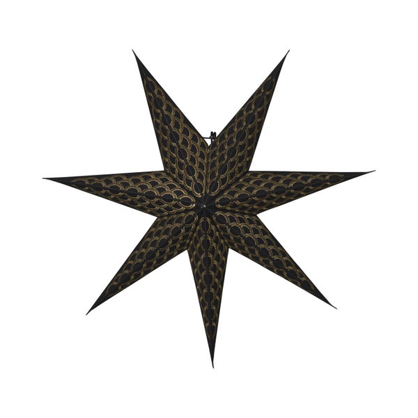 Schwarzer Papierstern mit Ornamenten zur Dekoration