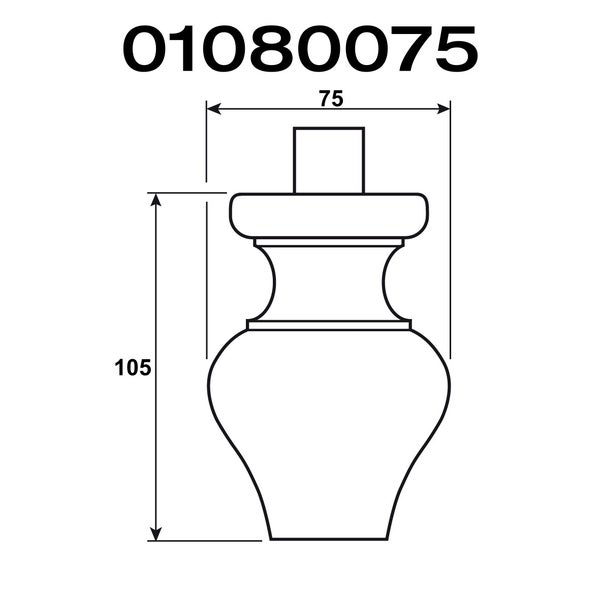 Technische Zeichnung eines Möbelfußes mit Maßangaben