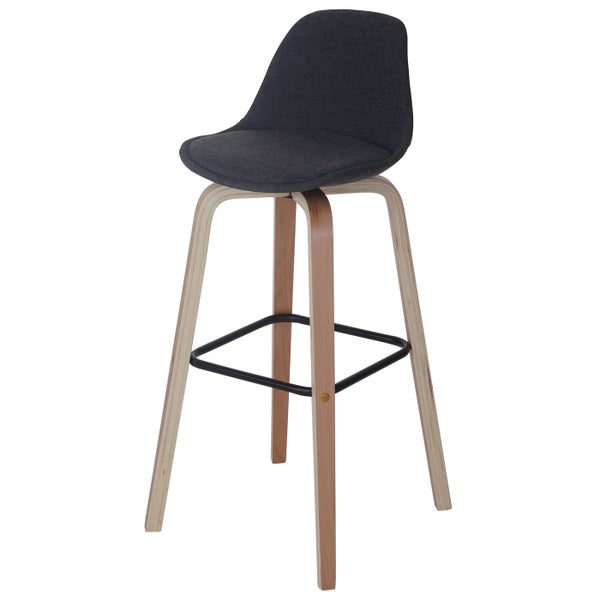 Barhocker mit Stoffbezug und Holzgestell