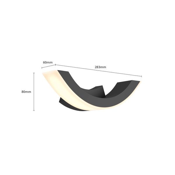 Lucande LED Wandleuchte außen Half (spritzwassergeschützt (Modern) in Schwarz aus Aluminium (1 flammig, ) - Außenwandleuchten Wandlampe Led Außenlampe Outdoor für Außenwand/Hauswand