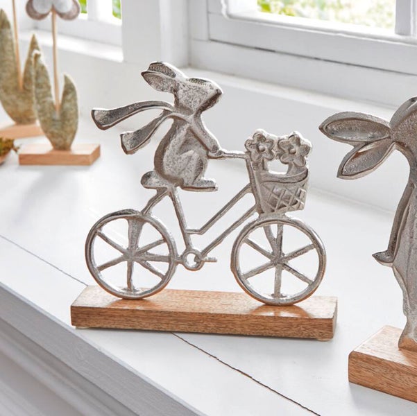 FRANK FLECHTWAREN|Hasendeko Spritztour, 20 x 4 x 20,5 cm, ALUMINIUM, MANGOHOLZ