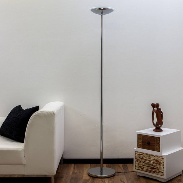 Lindby Stehlampe, Deckenfluter dimmbar Metall chrom Standleuchte 45° neigbarer Leuchtkopf Standlampe Lampe Wohnzimmer Schlafzimmerlampe Stehleuchte