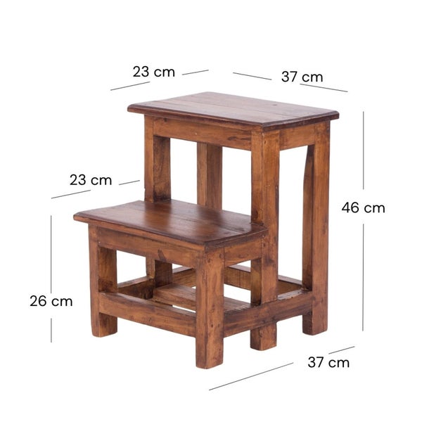 Trittleiter STEP Recyclingholz zweistufig  02 hellbraun