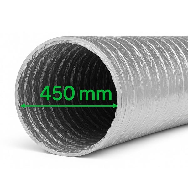 Aluflexrohr 450mm – 1 Meter flexibler Abluftschlauch für Growboxen, Klimageräte & mehr – Feuergeschützt, Robuste Aluminium-Innenbeschichtung, Extra Stabil & Langlebig