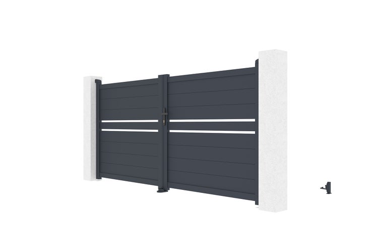 Flügeltor 3m CIMONE H.140 graues Aluminium
