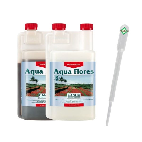 Canna Aqua Flores A&B 1 Liter – 2x1L Hydrokultur Dünger für Blütephase – Optimale Nährstoffversorgung in zirkulierenden Systemen – Präzise Dosierung mit Pipette – Hochkonzentrierte Nährstoffe für üppige Blüten
