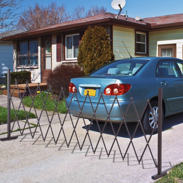 Outsunny Scherengitter, Absperrgitter, ausziehbar, 35-300 cm, H103,5 cm, Alu, Braun