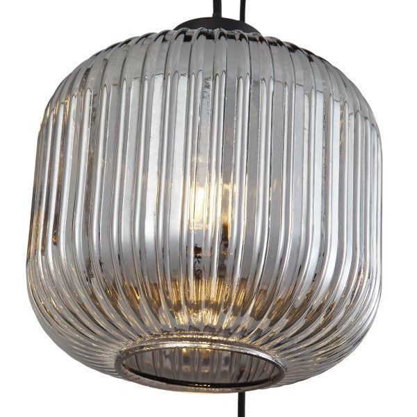 Pendelleuchten-Glasschirm aus geripptem Glas mit Metalleffekt, zylindrische Form, modernes Design.