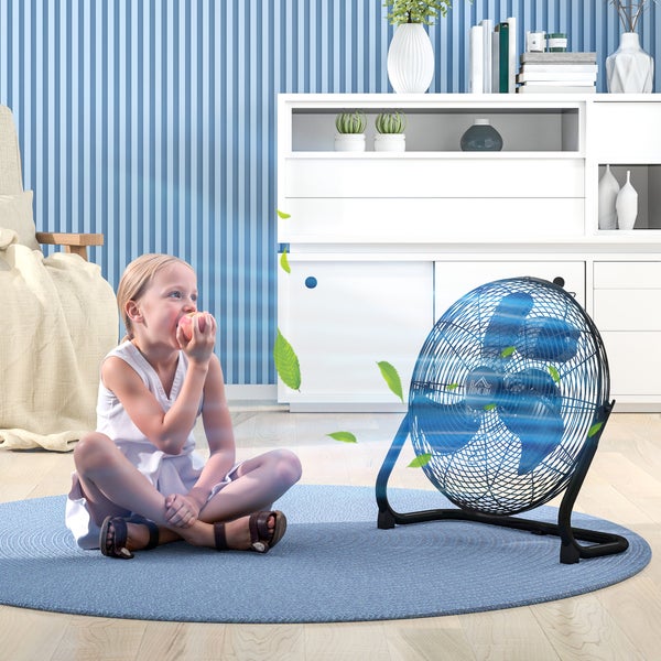 HOMCOM Tischventilator Elektrischer Ventilator mit 3 Geschwindigkeitsstufen, um 120° verstellbarer Winkel für Zuhause, Büro, Schlafzimmer, Schwarz