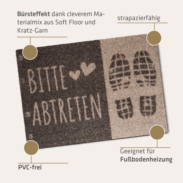 Akzente Listen PremiumFußmatte 40x60 cm, Rutschfest, TPE Rückseite, Polyamid Monofilament Oberfläche, PVC-frei, Wetterbeständig