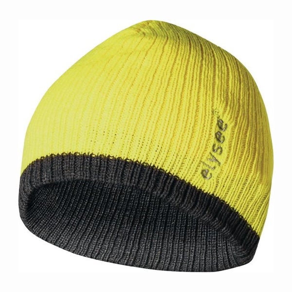 Gelb-graue Strickmütze