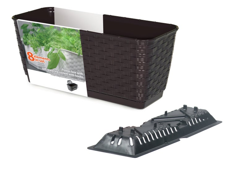 BigDean Blumenkasten Blumentopf Blumenkasten Pflanzkübel Pflanzgefäß Pflanztopf Balkonkasten  ca. 49 x 16 x 17 cm LxBXH| 12 Liter | inkl. Selbstbewässerungssystem Anthrazit