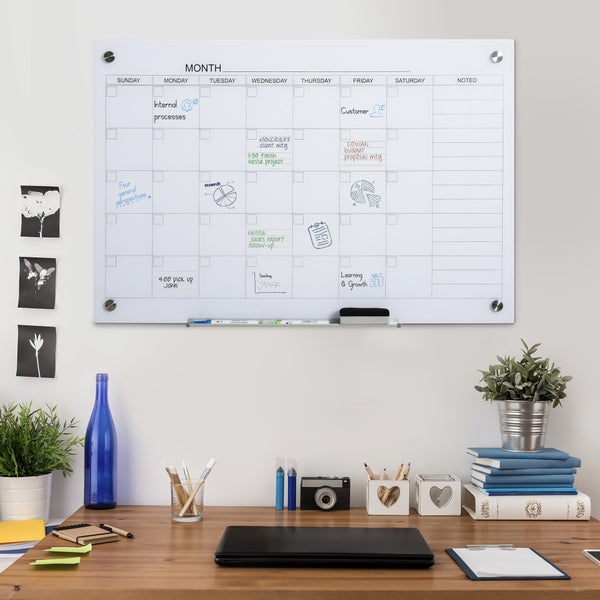Vinsetto Whiteboard, 90 x 60 cm, Glasplatte, Weiß