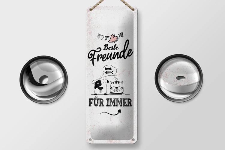 Blechschild Spruch Beste Freunde für immer 10x27cm Dekoration