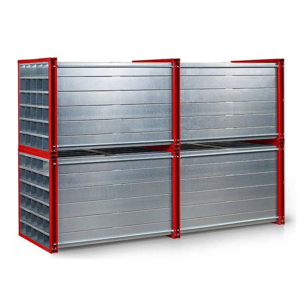 Stahlregal mit Fächern und Lagerflächen zur Aufbewahrung von Materialien