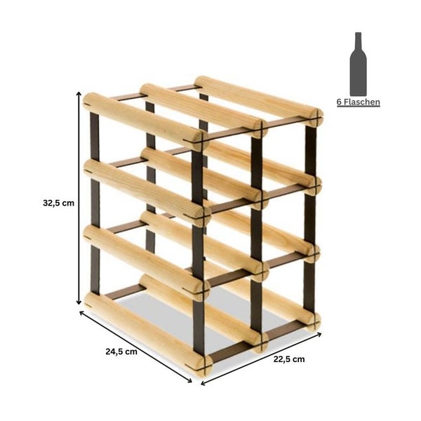 PROREGAL Modulares Weinregal Vinotega Mod Metal HxBxT 32,5 x 22,5 x 24,5 cm 2 x 3 Flaschen Massives Kiefernholz Natur