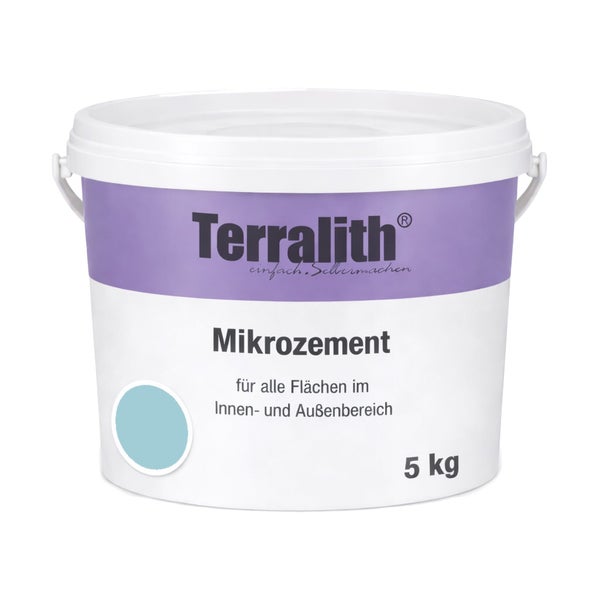 Terralith Mikrozement für alle Flächen im Innen- und Außenbereich im 5 Kilogramm Eimer.