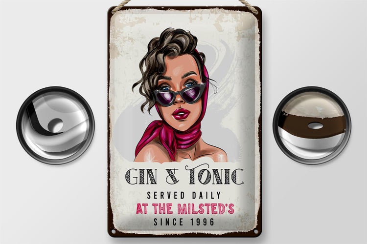 Blechschild Spruch Gin & Tonic Served Daily Milsted´s 20x30cm