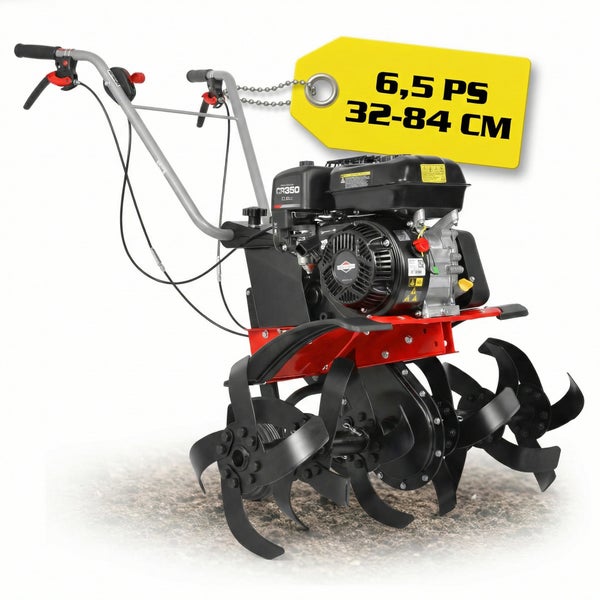Motorhacke mit 6,5 PS und einer Arbeitsbreite von 32 bis 84 cm