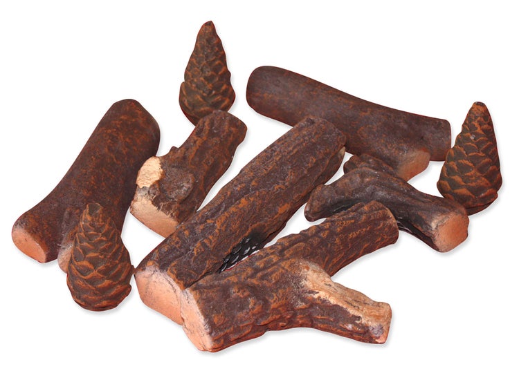 Dekorative Keramikholzscheite und Zapfen für Gaskamin