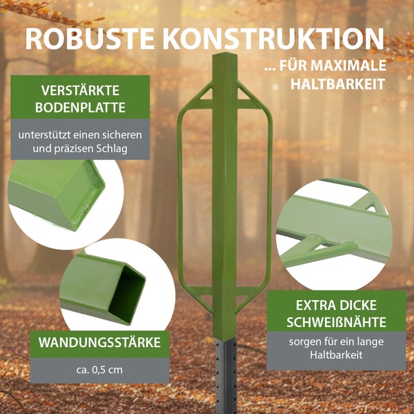 Pfahlramme aus Metall mit robuster Konstruktion verstärkter Bodenplatte und extra dicken Schweißnähten für hohe Haltbarkeit bei der Zaunmontage