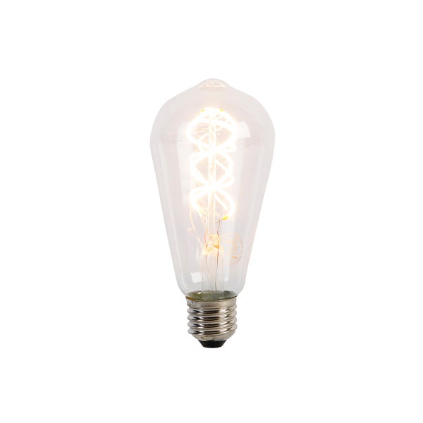 LED Filament Leuchtmittel ST64 mit E27 Sockel und spiralförmigem Glühfaden aus klarem Glas.