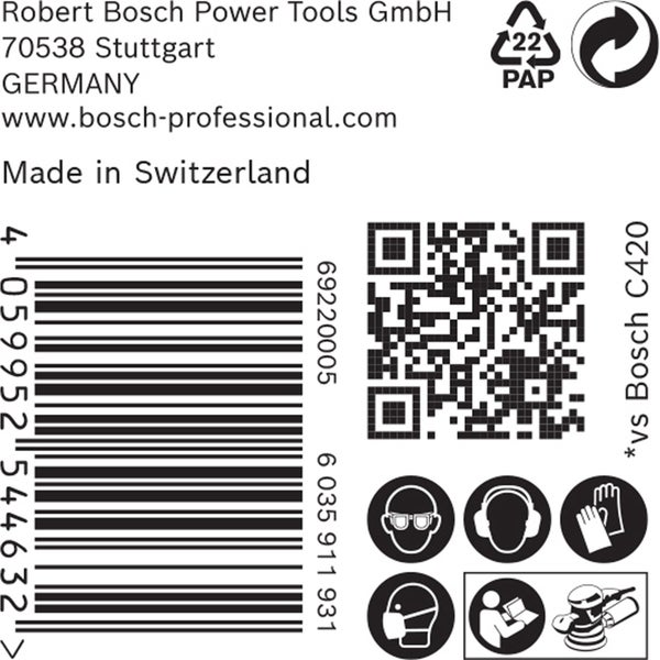 Bosch 50x Expert C470 Schleifpapier Mehrloch für Exzenterschleifer 125 mm G 60 - 2608901125