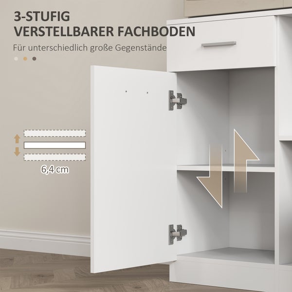 HOMCOM Küchenschrank, Hochschrank mit verstellbaren Regal, Schublade, Buffetschrank mit Soft-Close-Tür, Vitrinenschrank Aufbewahrungsschrank für Küche Esszimmer 80x35x180 cm Weiß
