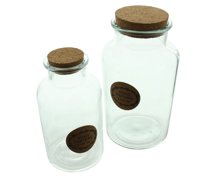 FRANK FLECHTWAREN | Vorratsglas Fantasy, 2er Set, GLAS, KORK, 10 x 10 x 21 cm, 13 x 13 x 24,5 cm