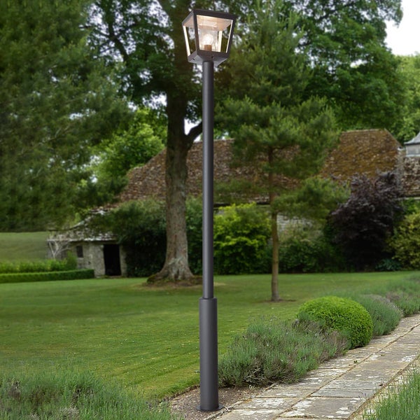 Lucande Mastleuchte außen Dunia (spritzwassergeschützt (Modern) in Schwarz aus Aluminium (1 flammig, E27) - Kandelaber Außenleuchte