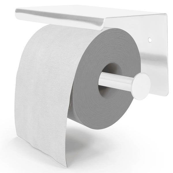 EAVY Toilettenpapierhalter mit Ablage Edelstahl weiß Selbstklebend oder Bohren