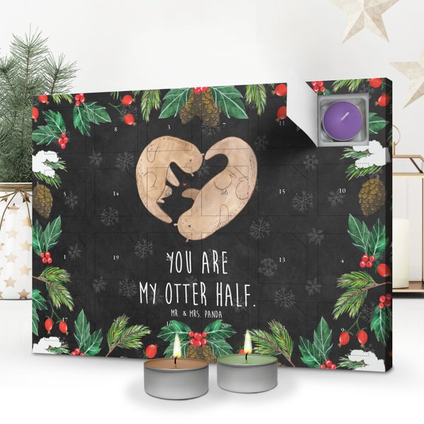 Mr. & Mrs. Panda Duftkerzen Adventskalender Otter Herz - Schwarz