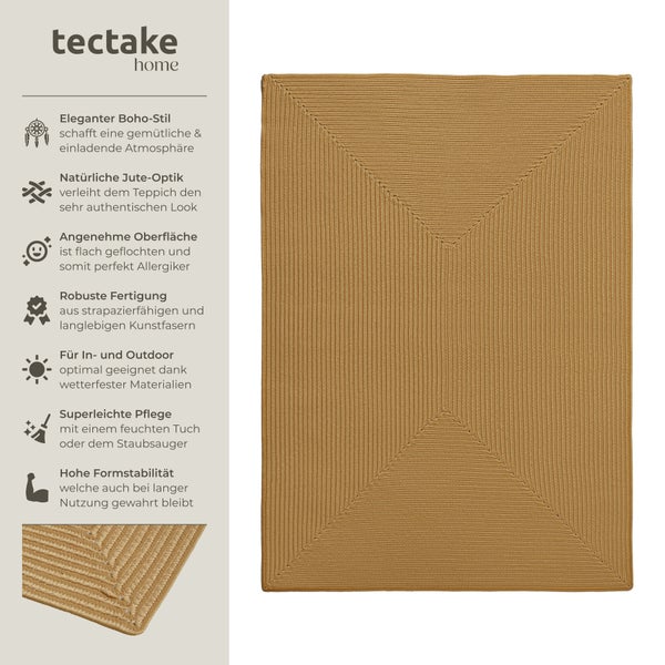 Geflochtener Teppich tectake strapazierfähig und pflegeleicht verschiedene Größen 120 x 170 cm