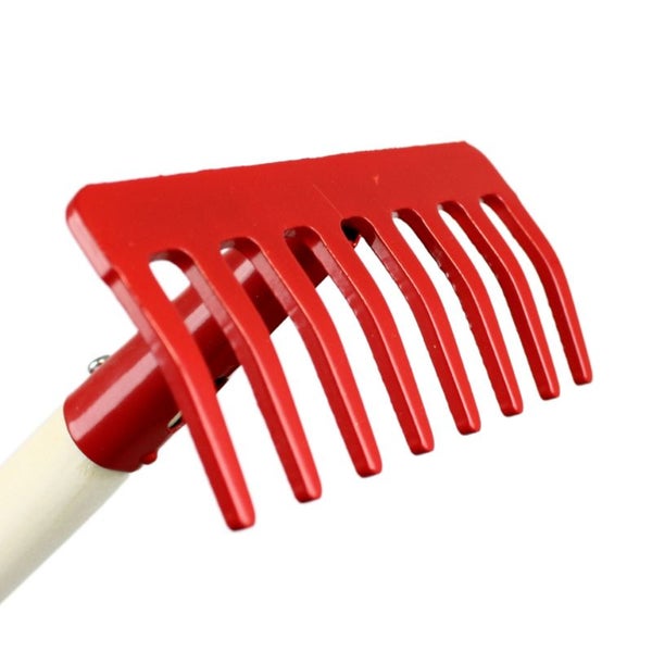 Kinderrechen (Metall) mit Holz-Stiel - Rot