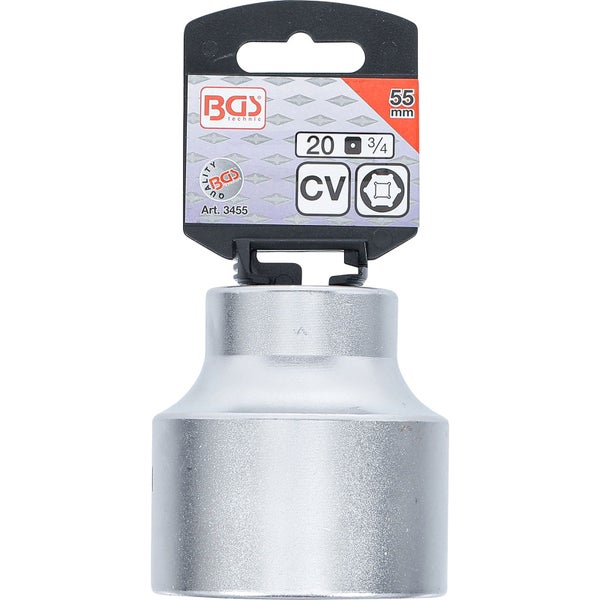 BGS Steckschlüssel-Einsatz Sechskant Antrieb Innenvierkant 20 mm (3/4) SW 55 mm - 3455