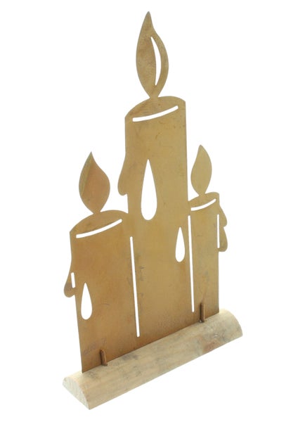 FRANK FLECHTWAREN | Metalldeko Kerzen, 15 x 5 x 26,5 cm, METALL, HOLZ