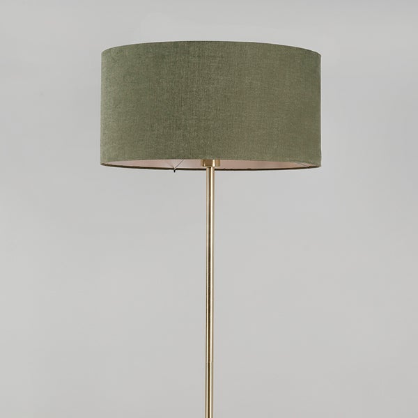 Stehlampe mit Stoffschirm und Metallfuß