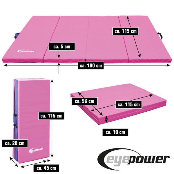 180x115 Klappbare Gymnastikmatte - 5cm dicke Turnmatte Pink Aubergine