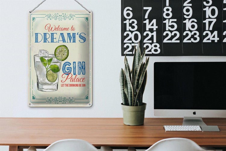 Blechschild Spruch Welcome to dream´s Gin Palace 20x30cm