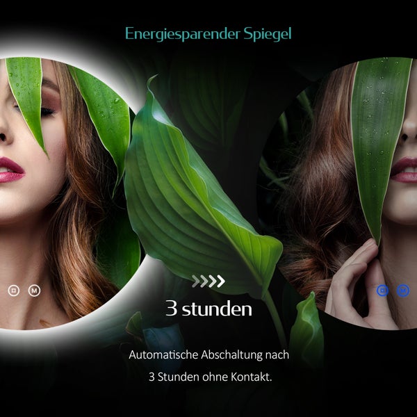 EMKE Badspiegel mit Beleuchtung ф70cm, LED-Spiegel mit Touchschalter, rund, Anti-Beschlag, Kaltweiß