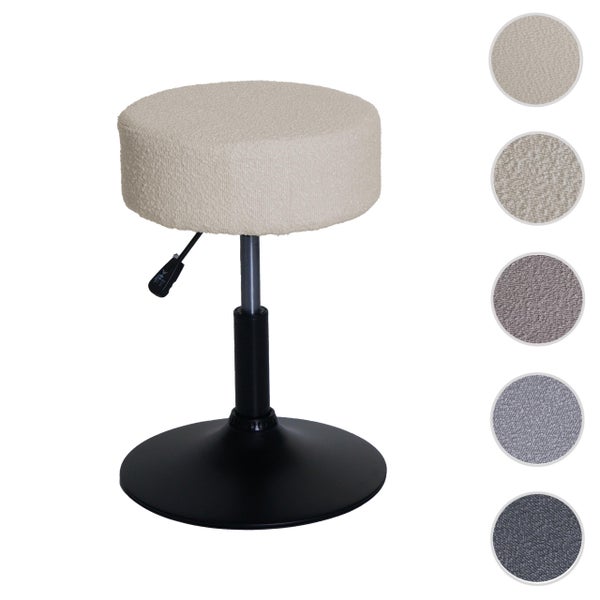 Höhenverstellbarer Hocker mit Stoffbezug und schwarzem Fuß