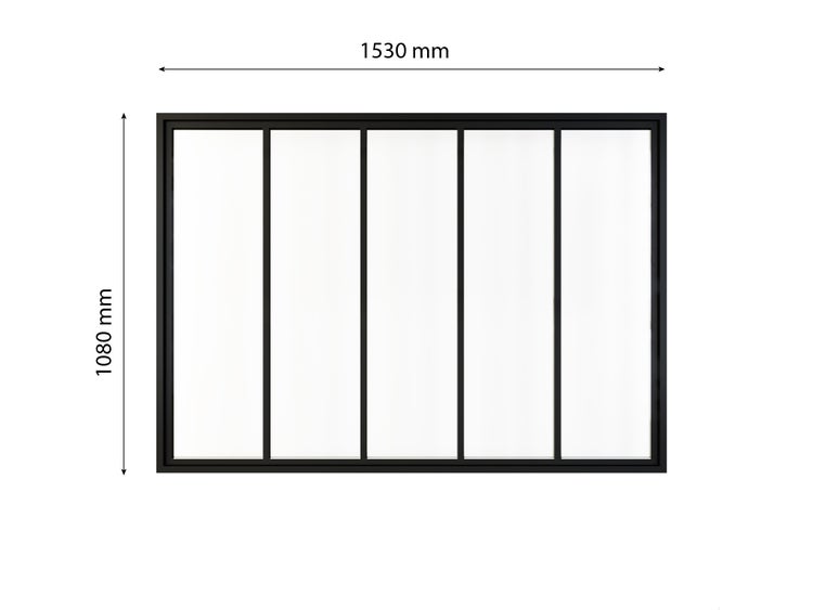 Innenfenster Glaswand Industriestil 1530x1080mm  klar schwarz