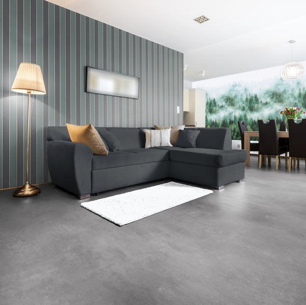 Vinyl Bodenbelag Meterware CV Boden schwarz Steinoptik mit Vliesrücken 300 cm breit (Meterware)