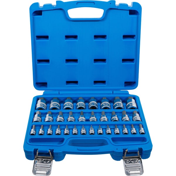 BGS Bit-Einsatz-Satz Antrieb Innenvierkant 6,3 mm (1/4) / 10 mm (3/8) / 12,5 mm (1/2) Innensechskant 2 - 19 mm / 1/4 - 9/16 Metrisch und Zollgrößen 32tlg. - 74258
