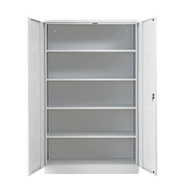 PROREGAL Stahlschrank Bee mit 8 verzinkte Fachböden HxBxT 195 x 120 x 50 cm Korpusfarbe Lichtgrau Frontfarbe Lichtgrau