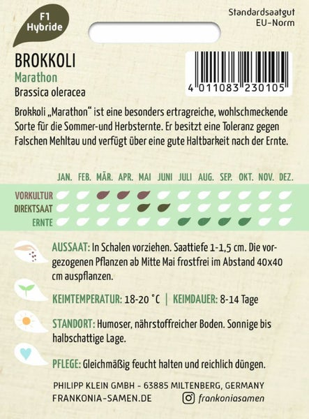 Brokkolisamen der Sorte Marathon für die Sommer- und Herbsternte