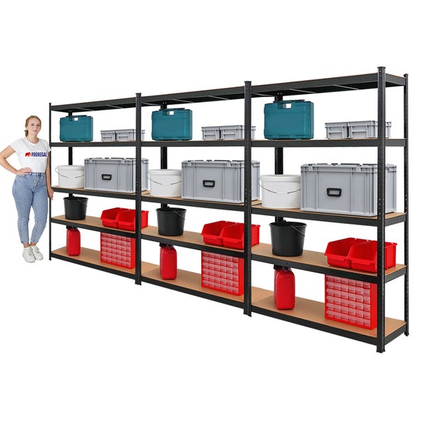 PROREGAL Mega Deal 3x Schwerlastregal Ragnar HxBxT 180 x 120 x 40 cm Fachlast 175 kg Schwarz Garagenregal Kellerregal Werkstattregal Steckregal