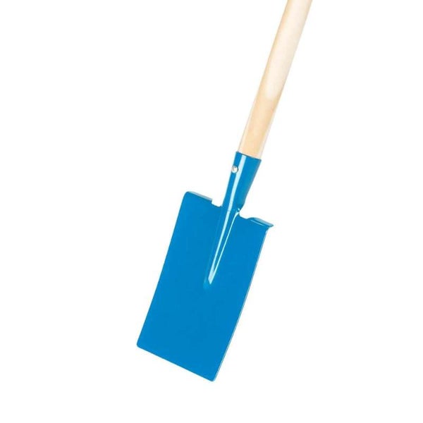 Kinderspaten (Metall) mit Holz-Stiel - Blau