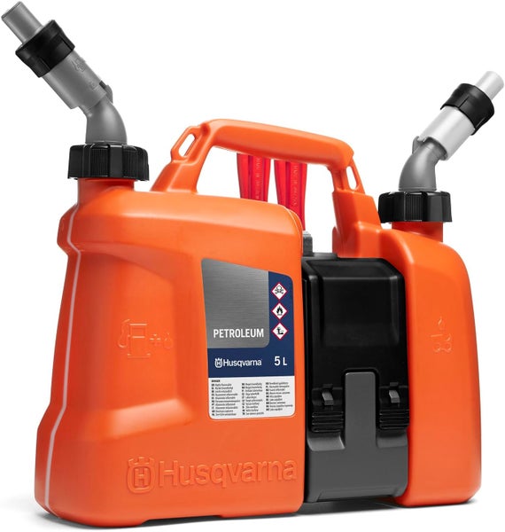 Husqvarna Kombikanister mit zwei Behältern für Kraftstoff und Öl, jeweils 5 Liter Fassungsvermögen